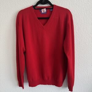 Alan Flusser Sweater Mens M Red 100% Pure Cashmere Crewneck Pullover Classic